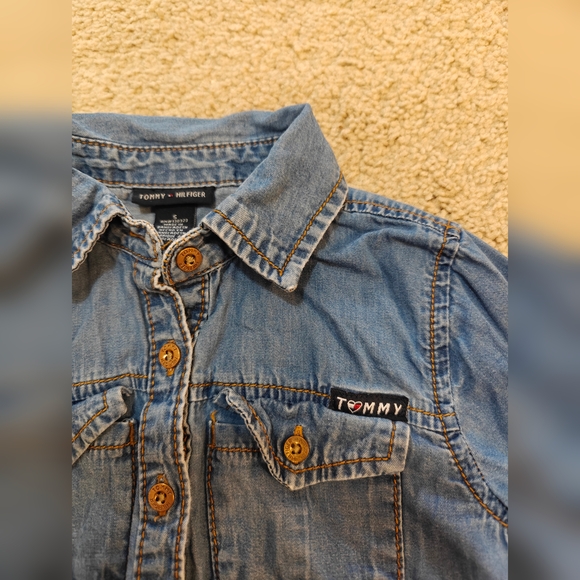 Tommy Hil figer plaid denim top for girl 5 - Picture 2 of 4